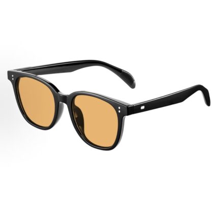 ENFANTIN Mingyue Myopia Eye Frame Men's Sunglasses Fashion Trend Polarized Anti-UV Sunglasses Round Face Brown Square Sunglasses Men's and Women's Same Style Couple Black